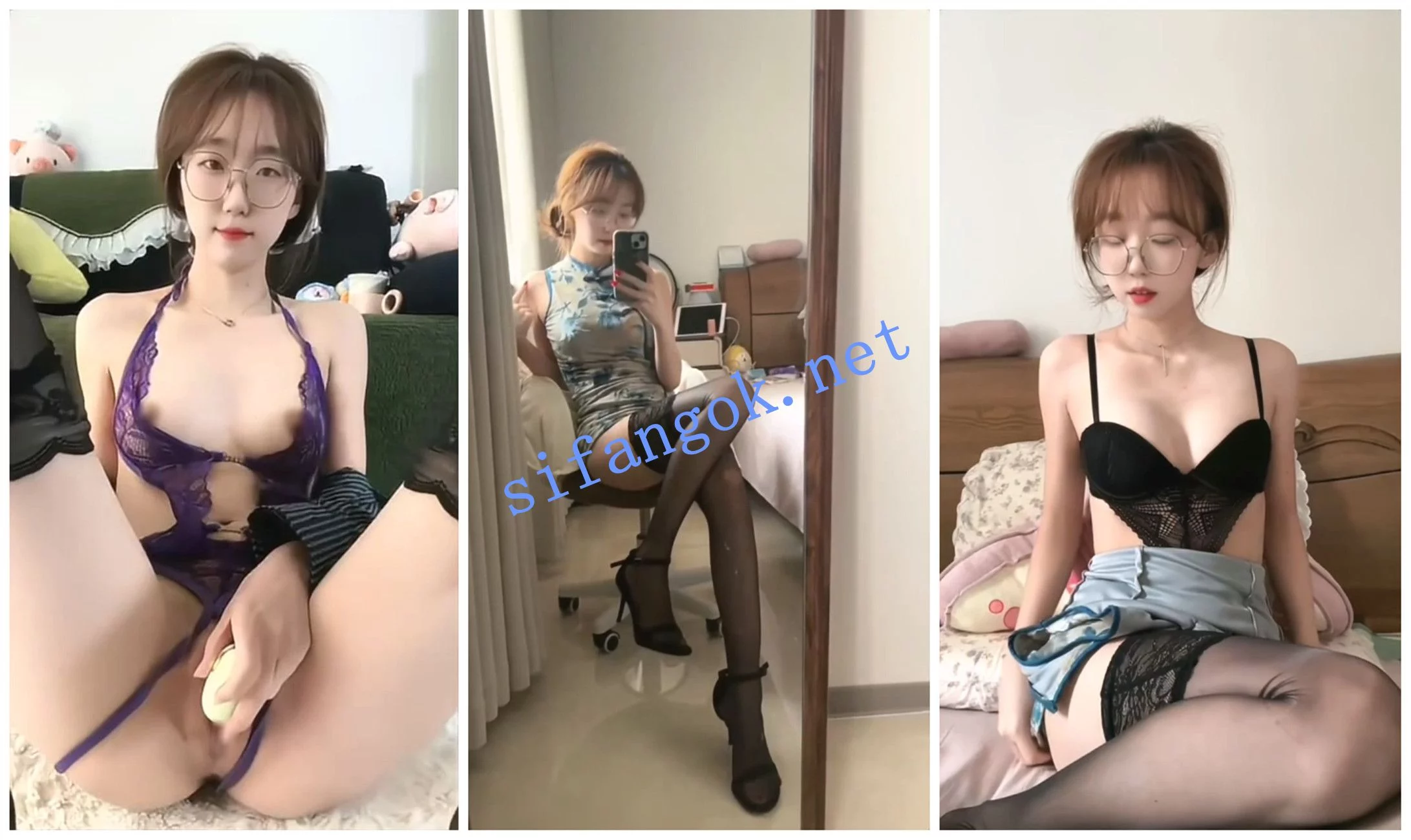 抖音福利 眼镜反差甜妹 一个番茄摊 脸穴同框自慰 图 03